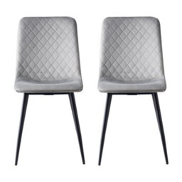 Mcc Direct Set Of 2 Lexi Velvet Fabric Dining Chairs With Metal Legs Light Grey - thumbnail 4