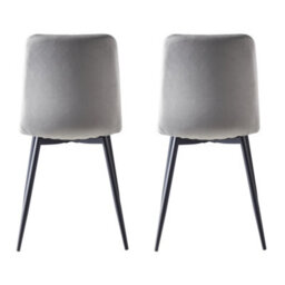 Mcc Direct Set Of 2 Lexi Velvet Fabric Dining Chairs With Metal Legs Light Grey - thumbnail 5