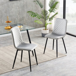 Mcc Direct Set Of 2 Lexi Velvet Fabric Dining Chairs With Metal Legs Light Grey - thumbnail 1