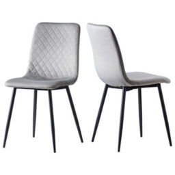 Mcc Direct Set Of 2 Lexi Velvet Fabric Dining Chairs With Metal Legs Light Grey - thumbnail 2