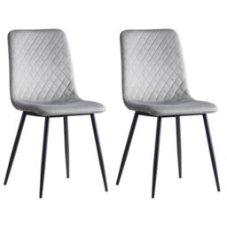 Mcc Direct Set Of 2 Lexi Velvet Fabric Dining Chairs With Metal Legs Light Grey - thumbnail 3