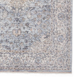 Blue Traditional Abstract Bordered 10mm Pile Rug For Bedroom, & Dining Room, Easy To Clean Abstract Rug-60Cm X 230Cm - thumbnail 3