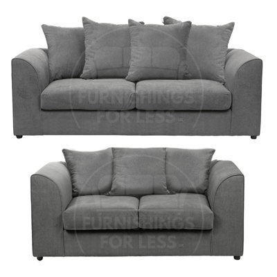 Furnishings For Less UK Casper Soft Chenille Fabric Fabric Sofaset 3 And 2 Seater Sofa  Grey - Scatter Back - image 1