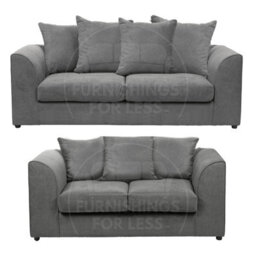 Furnishings For Less UK Casper Soft Chenille Fabric Fabric Sofaset 3 And 2 Seater Sofa  Grey - Scatter Back - thumbnail 1