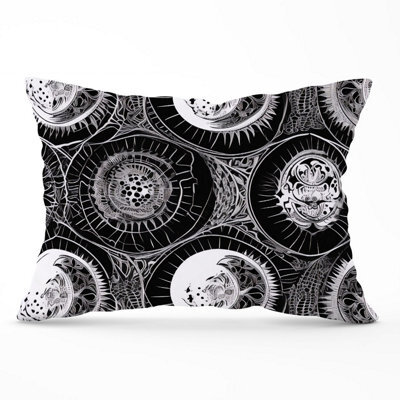 Warren Reed Designer Black White Moon And Sun Cushions 33Cm X 48Cm