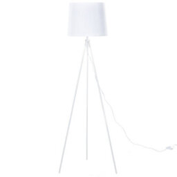 Beliani Brightline Floor Lamp White Metal 149Cm Tripod With Polycotton Drum Shade - - thumbnail 3