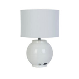 Lighting Collection Kern White Ceramic Rechargeable Led Table Lamp - thumbnail 2