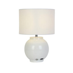 Lighting Collection Kern White Ceramic Rechargeable Led Table Lamp - thumbnail 1