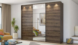 Arte Century Sliding Door Wardrobe W2770mm H2400mm D640mm - Oak Monastery Elegance With Mirrored Accent - thumbnail 3