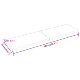 Berkfield Wall Shelf 220X60X6 Cm Untreated Solid Wood Oak - thumbnail 5