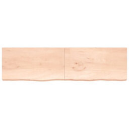 Berkfield Wall Shelf 220X60X6 Cm Untreated Solid Wood Oak - thumbnail 2