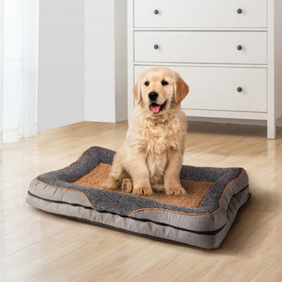 Thehotsale Grey Brown Anti-Slip Washable Pet Sleeping Bed (M Size),50X40X9Cm - image 1