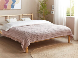 Beliani Bedspread Bere Cotton 150 X 200 Cm Pastel Pink - thumbnail 2