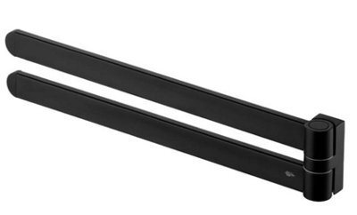 Bisk Bath Rack Movable Double Towel Bar Hanger Bathroom Black Powder Coated Zamak - image 1