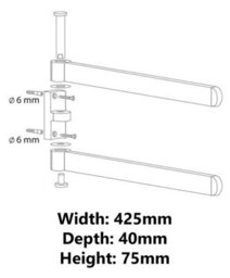 Bisk Bath Rack Movable Double Towel Bar Hanger Bathroom Black Powder Coated Zamak - thumbnail 2