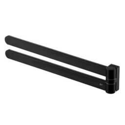 Bisk Bath Rack Movable Double Towel Bar Hanger Bathroom Black Powder Coated Zamak - thumbnail 3