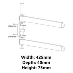 Bisk Bath Rack Movable Double Towel Bar Hanger Bathroom Black Powder Coated Zamak - thumbnail 4