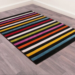 Multicolored Easy To Clean Striped Modern Rug For Living Room, Bedroom, Dining Room - 160Cm X 230Cm - thumbnail 2