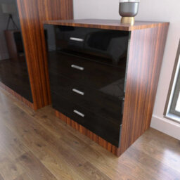 High Gloss Chest Of Draws Bedroom Furniture Set Black&walnut Hallway Storage - thumbnail 1