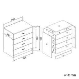 High Gloss Chest Of Draws Bedroom Furniture Set Black&walnut Hallway Storage - thumbnail 4