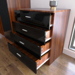 High Gloss Chest Of Draws Bedroom Furniture Set Black&walnut Hallway Storage - thumbnail 2