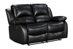 Manual Recliner Sofa In Black Faux Leather Fabric 2 Seater Sofa - thumbnail 4