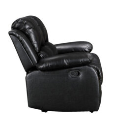 Manual Recliner Sofa In Black Faux Leather Fabric 2 Seater Sofa - thumbnail 5