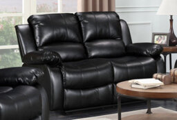 Manual Recliner Sofa In Black Faux Leather Fabric 2 Seater Sofa - thumbnail 2