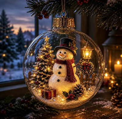Amorly Led Light Up Christmas Globe Ornament, Clear Hanging Ball Bauble With Inner Scene, Christmas Tree Home Holiday Decoration - image 1