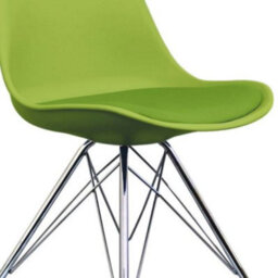 Fusion Living Soho Green Plastic Dining Chair With Chrome Metal Legs - thumbnail 3