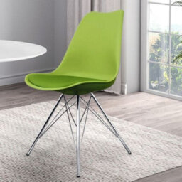 Fusion Living Soho Green Plastic Dining Chair With Chrome Metal Legs - thumbnail 2