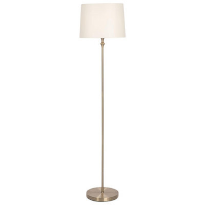 First Choice Lighting Antique Brass Floor Lamp With Cream Shade - image 1