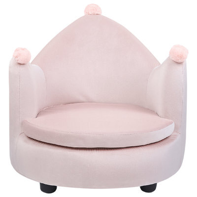 Wyld And Coco Crown-Shaped Velvet Armchair For Kids In Pastel Pink - W50 X D44 X H47Cm - image 1