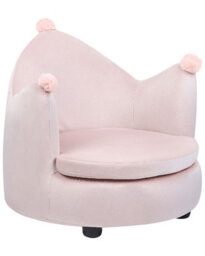 Wyld And Coco Crown-Shaped Velvet Armchair For Kids In Pastel Pink - W50 X D44 X H47Cm - thumbnail 3