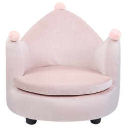 Wyld And Coco Crown-Shaped Velvet Armchair For Kids In Pastel Pink - W50 X D44 X H47Cm - thumbnail 1