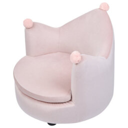 Wyld And Coco Crown-Shaped Velvet Armchair For Kids In Pastel Pink - W50 X D44 X H47Cm - thumbnail 5