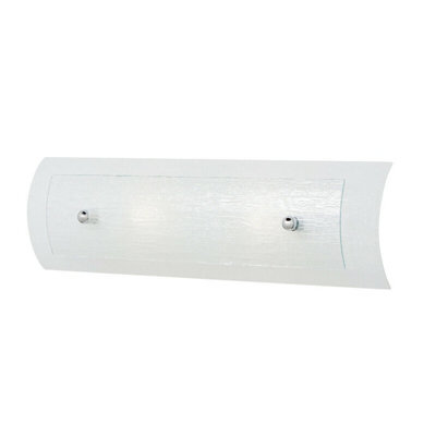 Stylish Ip44 Twin Wall Light With Bent Linen Glass And Polished Chrome Finish