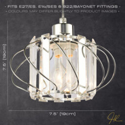Happy Homewares Modern Pendant Lamp Shade With Clear Acrylic Rectangular Prims And Chrome Frame - thumbnail 6