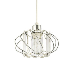 Happy Homewares Modern Pendant Lamp Shade With Clear Acrylic Rectangular Prims And Chrome Frame - thumbnail 2