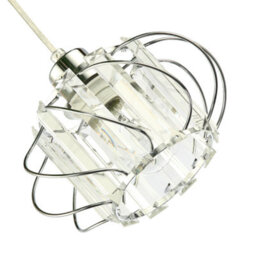 Happy Homewares Modern Pendant Lamp Shade With Clear Acrylic Rectangular Prims And Chrome Frame - thumbnail 3