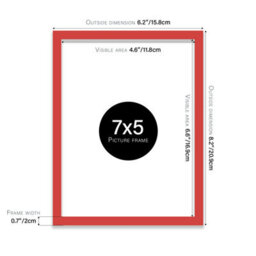 7X5 Red Picture Frame (12.7 X 17.8Cm) Poster, Photo, Artwork, Gallery Wall Or Print - thumbnail 3