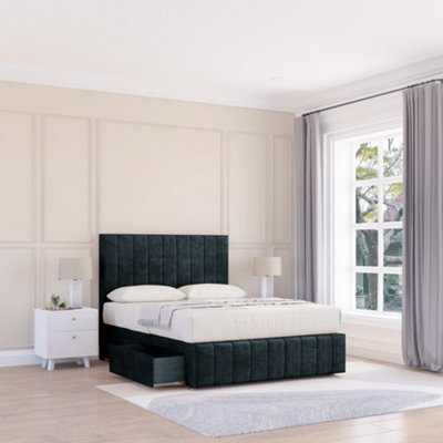 "Sloomy 5Ft California Divan Bed Base Black Naples ,no Drawers, 12"" Footboard & 54"" Floor Standing Headboard - King" - image 1