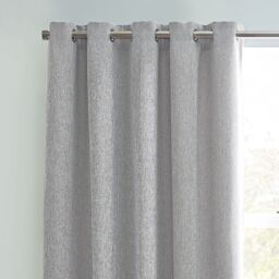 furn. Grey Woven Lined Eyelet Curtains (W)167Cm (L)228Cm, Pair - thumbnail 2