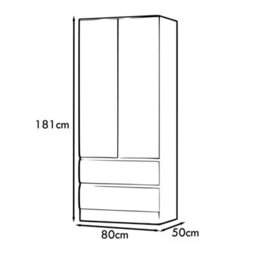 Fwstyle White Gloss 2 Door Wardrobe With 2 Drawers Scratch Resistant - thumbnail 5