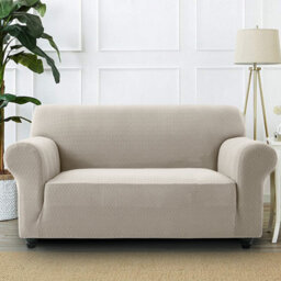 Ameha Spandex Sofa Cover Elasticated Bottom Luxury Living Room Beige 2 Seater 140 X 180 Cm Stretch Sofa Pet Protector - thumbnail 2