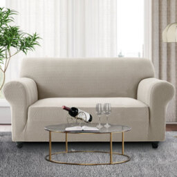 Ameha Spandex Sofa Cover Elasticated Bottom Luxury Living Room Beige 2 Seater 140 X 180 Cm Stretch Sofa Pet Protector - thumbnail 3