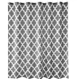 Neel Blue Trellis Grey Polyester Shower Curtain, Water-Resistant Bathroom Curtain With 12 Hooks - 180X200Cm - thumbnail 9