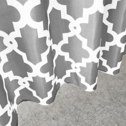 Neel Blue Trellis Grey Polyester Shower Curtain, Water-Resistant Bathroom Curtain With 12 Hooks - 180X200Cm - thumbnail 3