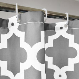 Neel Blue Trellis Grey Polyester Shower Curtain, Water-Resistant Bathroom Curtain With 12 Hooks - 180X200Cm - thumbnail 2
