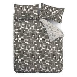 Catherine Lansfield Blocks Reversible Duvet Cover Set With Pillowcases Black - thumbnail 5